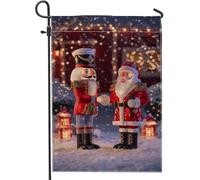Christmas Red Nutcracker And Santa Claus Bandiera Vacanza Decorative Bandiera Divertenti Bandiere Da Giardino Per Parete Patio Il Portico 30X45Cm