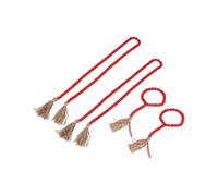 Christmas Red Wooden Bead Garland Set, 4-Piece, Hemu & Hemp Rope
