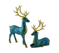 Christmas Reindeer - Modern Realistic Holiday Statue, Aesthetic Reindeer Figurines Decor | 2 Pieces Collectible Elegant For Shelf Table Mantel Living Room Entryway Office Garden Yard Patio Porch