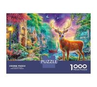 Christmas Reindeer Puzzle 1000 Pezzi Deer in Enchanted Forest Puzzle Di Alta Qualità in Cartone Ecologico, Relax E Concentrazione Per Adulti E Bambini 38x26cm/1000pcs