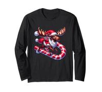 Christmas Renna Candy Cane Fun Joy Maglia a Manica