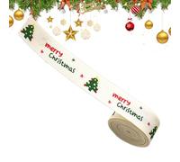 Christmas Ribbon - 2 Yards Reusable Printed Ribbon, Holiday Christmas Tree Decorations, for Card Bow Making Wreath, Ornament Indoor Outdoor Party, Seasonal Craft Supply, Wide Edge Trim