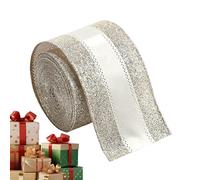 Christmas Ribbon | 6.5 Ft Champagne Color Holiday Ribbonn | Wedding Birthday Celebration Craft Ribbons for Tree, Bows Making, Wreath Supplies, Gift Wrapping Garland, Floral Arrangements