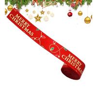 Christmas Ribbon Wired, Handmade Gift Wrap - 2 Meter Printed Polyester Reusable Holiday Ribbon | Festive Paper Wreath For Front Door Wall Party Indoor Outdoor Decor