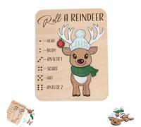 Christmas Roll-a-Reindeer Puzzle Game, Family Entertainment Reindeer Dice Rolling Game, Interactive Puzzle Gifts Idea (01)