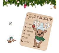 Christmas Roll-a-Reindeer Puzzle Game, Rolls The Dice, Place The Reindeer Pieces According To Number You Roll - Xmas Wood Puzzle Board Game, Interactive Xmas Puzzles Gift Idea (A)