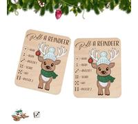 Christmas Roll-a-Reindeer Puzzle Game, Rolls The Dice, Place The Reindeer Pieces According To Number You Roll - Xmas Wood Puzzle Board Game, Interactive Xmas Puzzles Gift Idea (A*2)