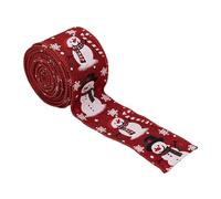 Christmas Roll - Snowmen Design Ribbons, Faux Cloth Weave, Holiday Figure Patterned Streamer, Crisp Contouring Woven Borders, Festive Bow Sculpting, Perfect for Seasonal Decorating