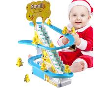 Christmas Roller Coaster Toy - Duck Climbing Stairs Track 27,5 x 14 x 24,5 cm | Interactive Duck Chasing Race Game with Lights and Music For Kids, Christmas Party Favors, Age 3+