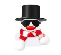 Christmas Rubber Duck Toy, Car Dashboard Decoration with Hat Scarf and Sunglasses, Squeaky Floating Duck for Bath or Holiday Decor, Cute Mini Ornament for Vehicle Home or Office Display