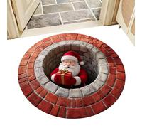 Christmas Rug - Babbo Natale Illusion Floor Mat, Washable non Slip Holiday Carpet, Soft Homey Mat for Entrance Hallway Living Room Bedroom Bathroom, Red Green Home Decoration, 23,62 x 23,62 x 0,39