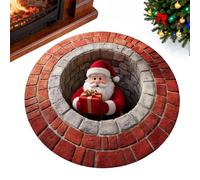 Christmas Rug Decorative Washable Santa Claus Carpet Seasonal Holiday Illusion Floor Mat for Entrance Hallway Living Room Bedroom Bathroom
