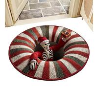 Christmas Rug - Optical Illusion Rug, 3D Illusion Mat Christmas Decorations, Round Area Rugs, Skull Funny Quilted Entryway Area Rugs for Kitchen Entrance Indoor Bathroom Winter
