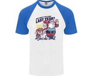 Christmas Santa Cattivo List Divertente Natale DA UOMO S/S Baseball T-Shirt
