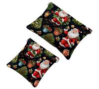 Christmas Santa Claus-1544 - Trousse per cosmetici tascabile, impermeabile, senza cerniera, chiusura automatica, mini custodia portatile da viaggio per cuffie e gioielli, Multicolore 09, 7.1x5.8