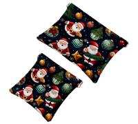 Christmas Santa Claus-1588 - Trousse tascabile per cosmetici, impermeabile, senza cerniera, chiusura automatica, mini custodia portatile da viaggio per cuffie e gioielli, Multicolore 04, 7.1x5.8