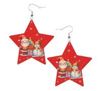 Christmas Santa Claus And Snowman Orecchini Da Donna Stampato Orecchini In Pelle Leggera Accessori Per Carnevale Cosplay Festa Della Mamma