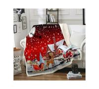 Christmas Santa Claus Fleece Throw Blanket Soft Galaxy Snowflake Blanket Bedding