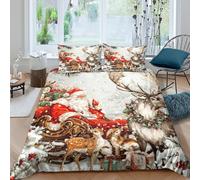 Christmas Santa Clauscopripiumino microfibra 3 pezzi motivo 3D cerniera nascosta Festive Winter Set Di Copripiumino con federe per cuscini soffice morbido e comodo for adulti Double（200x200cm）