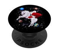 Christmas Santa Riding Unicorn In Space Funny Xmas PopSockets PopGrip Adesivo