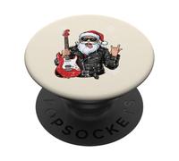 Christmas Santa Rock - Chitarra a mano Rocker Xmas Uomini Ragazzi Bambini PopSockets PopGrip Adesivo