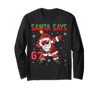 Christmas Santa Says 67 Six Seven Meme Funny Merry Christmas Maglia a Manica