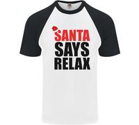 Christmas Santa Says Relax Divertente Natale DA UOMO S/S Baseball T-Shirt