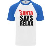 Christmas Santa Says Relax Divertente Natale DA UOMO S/S Baseball T-Shirt