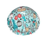 Christmas Santa Snowman Cuffia da impermeabile con orlo elasticizzato Design reversibile per Cuffia per dormire per tutte le lunghezze di capelli