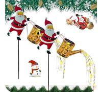 Christmas Santa Solar Kettle Lawn Lights - Waterproof Outdoor LED Decor with Solar Panel, Runs Up to 10 Hours, Garden, Pathway, Backyard Festive Lighting Display (Warm Light,2Pcs)