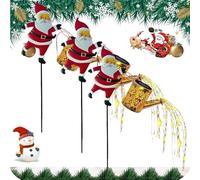 Christmas Santa Solar Kettle Lawn Lights - Waterproof Outdoor LED Decor with Solar Panel, Runs Up to 10 Hours, Garden, Pathway, Backyard Festive Lighting Display (Warm Light,3Pcs)