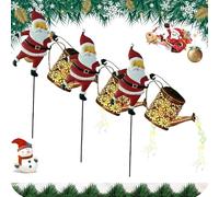 Christmas Santa Solar Kettle Lawn Lights - Waterproof Outdoor LED Decor with Solar Panel, Runs Up to 10 Hours, Garden, Pathway, Backyard Festive Lighting Display (Colored Light,3Pcs)