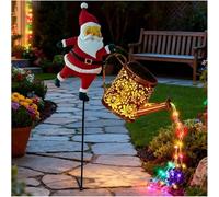Christmas Santa Solar Kettle Lights Garden Lawn Decorative Lights, Waterproof Metal Garden Decor with LED Light - Hanging Solar Kettle, for Backyard,Lawn,Patio (Colorful)