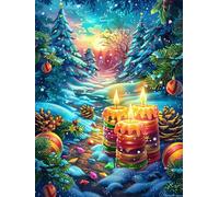 Christmas Scene with Candles Puzzle 500 Pezzi Rompicapo Creativo Artistico Science Fiction Magical Dream Stimolo Della Creatività Attività Per Il Tempo Libero Regalo Per Persone Creative 500 PCS