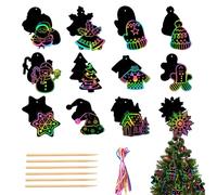 Christmas Scratch Paper Art - Off Cards Ornaments, set di 24 pezzi di carta da grattare natalizia per bambini, arte creativa per le vacanze invernali, decorazioni per feste, attività in