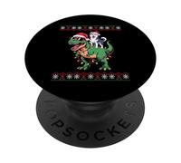 Christmas Siberian Husky T-Rex Dinosaur Huskies PopSockets PopGrip Adesivo