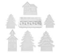 Christmas Silicone Candle Mold - Tree House Casting Set, Wax Craft Forms