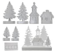 Christmas Silicone Molds - Christmas Tree House Soap Mould, Craft Mold, for Casting, Easy Release, Plaster, resina epossidica, Ornament, with Aromatherapy Making, Holiday Accessories, for Festive