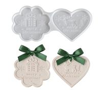 Christmas Silicone Molds - DIY Holiday Ornament Craft Supplies | Easy Release Reusable Casting Molds, Pendant Making Forms, For Clay Plaster Festive Decor