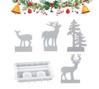 Christmas Silicone Molds, Tree Mold, Elk Plaster Casting Molds, Sturdy Holiday Crafting Tools, Easy Release Epoxy Resin Soap Candle Handicraft Kit for Beginners, 0.31 Inches
