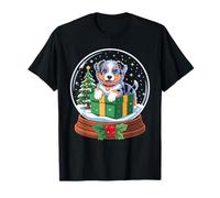 Christmas Snow Globe Australian Shepherd X-mas Aussie Dog Maglietta