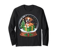 Christmas Snow Globe Boxer Dog X-mas Tree Maglia a Manica