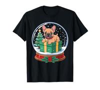 Christmas Snow Globe French Bulldog X-mas Tree Frenchie Maglietta