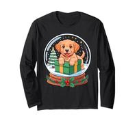 Christmas Snow Globe Golden Retriever X-mas Tree GR Dog Maglia a Manica