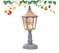 Christmas Snow Globe Lantern - Hexagonal Cone LED Lighted Decor, Glittering Water Rotating Ornament, Festive Illumination Centerpiece for Home Display, Holiday Lantern Decoration