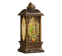 Christmas Snow Globe Lantern - Lighted Holiday Ornament with Santa Scene for Festive Ambience, Glitter Function, Christmas Decor for Bedroom, Table, or Windowsill, Bronze ABS, Gift fo