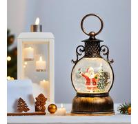 Christmas Snow Globe Lantern - Musical Santa Snowball Decor, Vintage Lighted Water Lantern with Swirling Glitter | Under Tree USB & Battery Powered Retro Night Light for Christmas Tree, Mantel, Dining