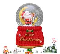 Christmas Snow Globe - Santa Sleigh Musical Glitter Dome for Holiday Ambiance, Festive Melody with Snow Effect, Lighted Decoration for Home Table Centerpiece, Resin Glass 3.35x5.31in