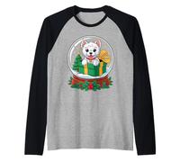 Christmas Snow Globe West Highland White Terrier Westie Maglia con Maniche Raglan