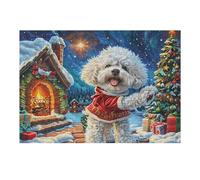 Christmas Snow Scene Cute Bichon Frise Puzzle 300 Pezzi Relax E Meditazione Splendid Celestial Critters Rompicapo Mindfulness Attività Per Il Benessere Riduzione Dell'ansia Regalo Per Tutti 300 PCS